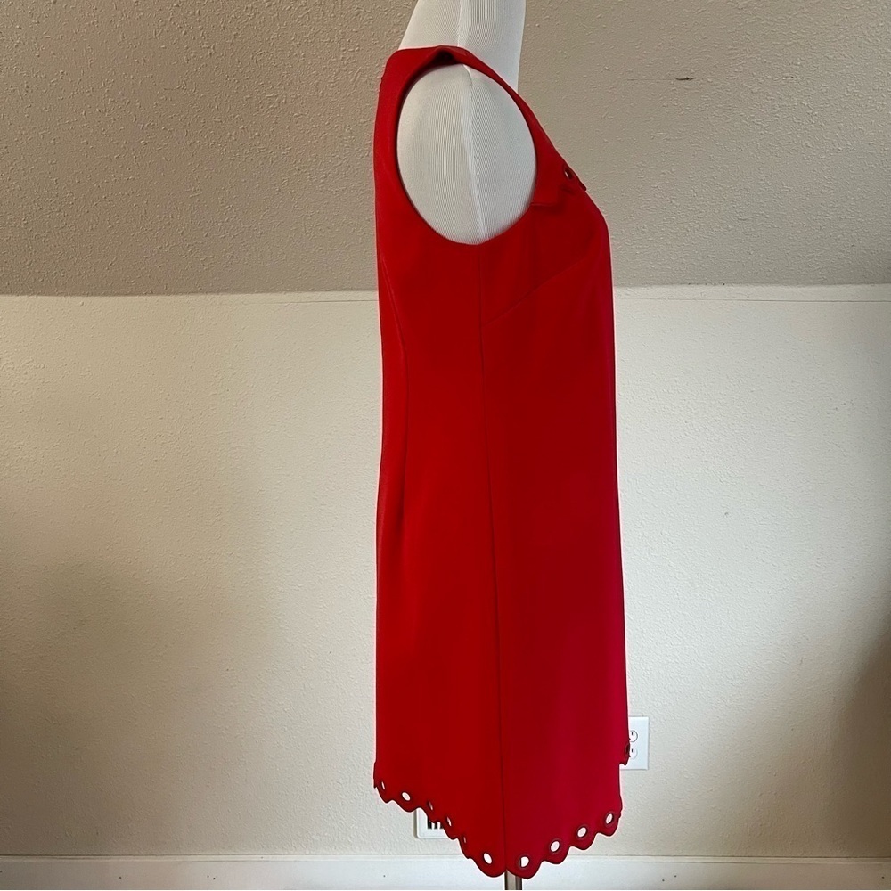 J. Crew Electric Red Scalloped Dress with Grommets NWT - Picture 6 of 10
